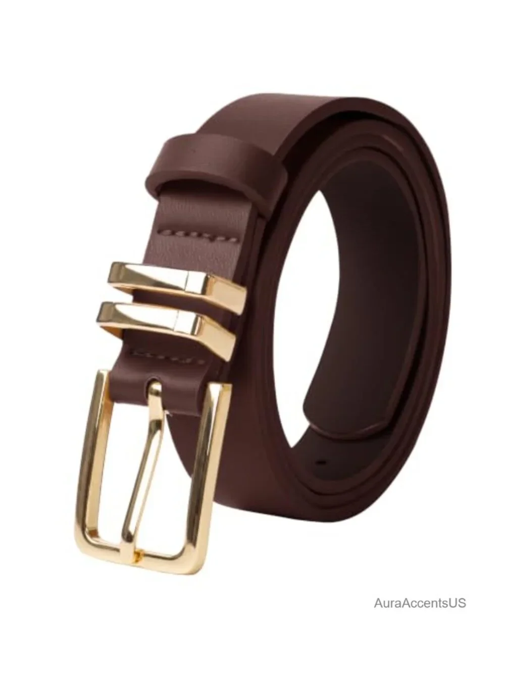 PU Leather Skinny Belt with Gold Buckle for Jeans & Pants